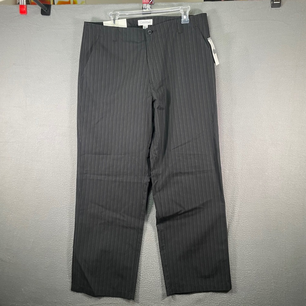 Calvin Klein The Essex Low‎ Rise Straight Leg Pinstripe Dress Pants Mens W36 L30 - Picture 2 of 6